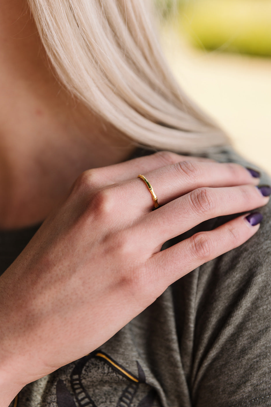 Gold Bamboo Style Ring