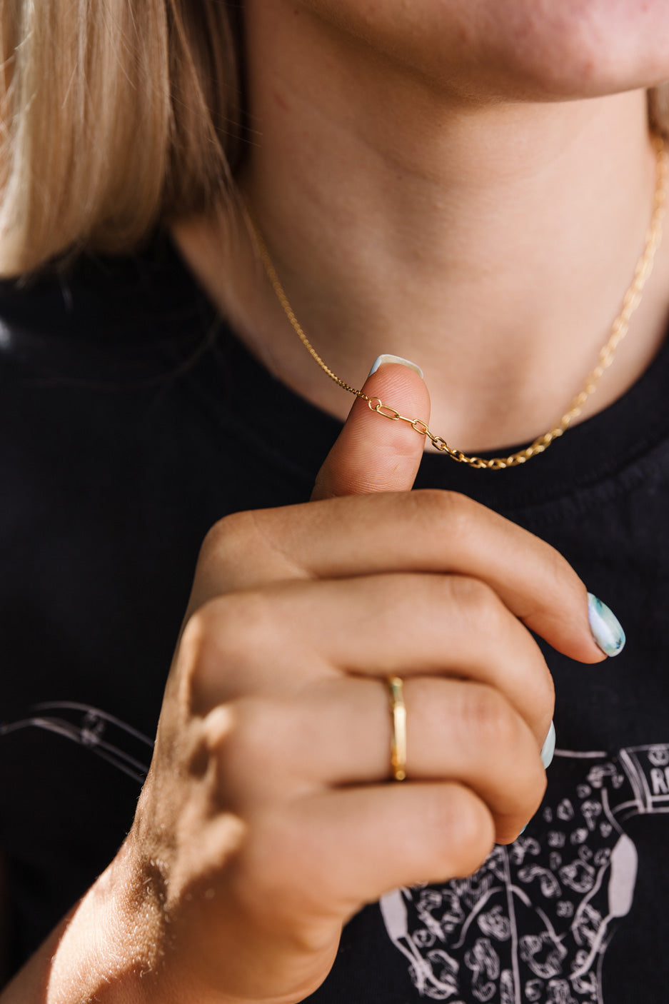 Gold Paper Clip Chain Necklace