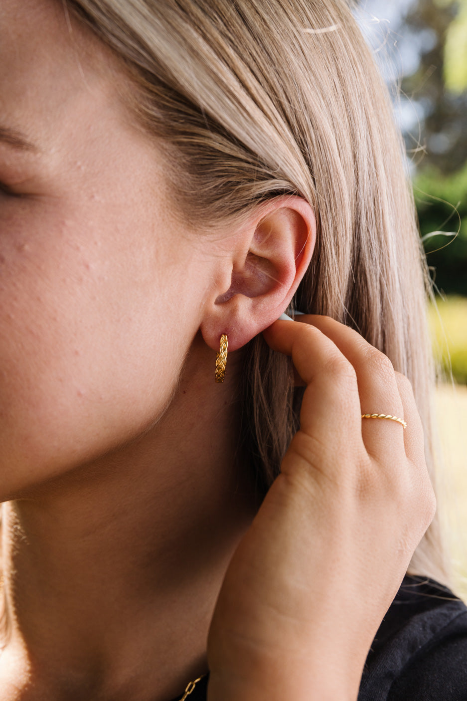 Gold Plait Hoop Earring